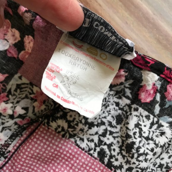 Babydoll Tunic Top Calico Floral Patchwork Print Blouse Vintage 90s Best Company - Picture 5 of 6